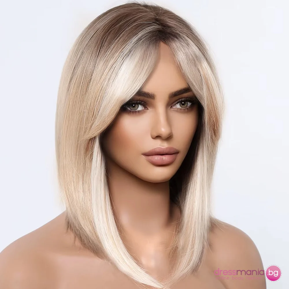 Синтетична права дамска перука омбре русо - Image 6