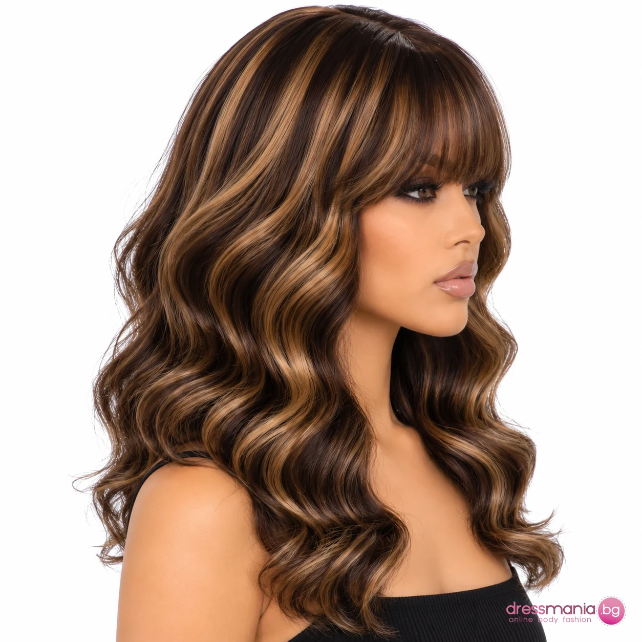 Перука от естествена коса Body Wave с бретон - Image 3