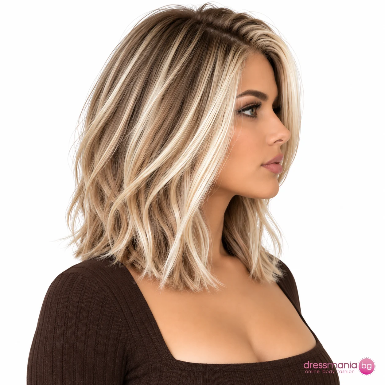 Дамска перука от естествена европейска Remy коса 35 см - Image 3