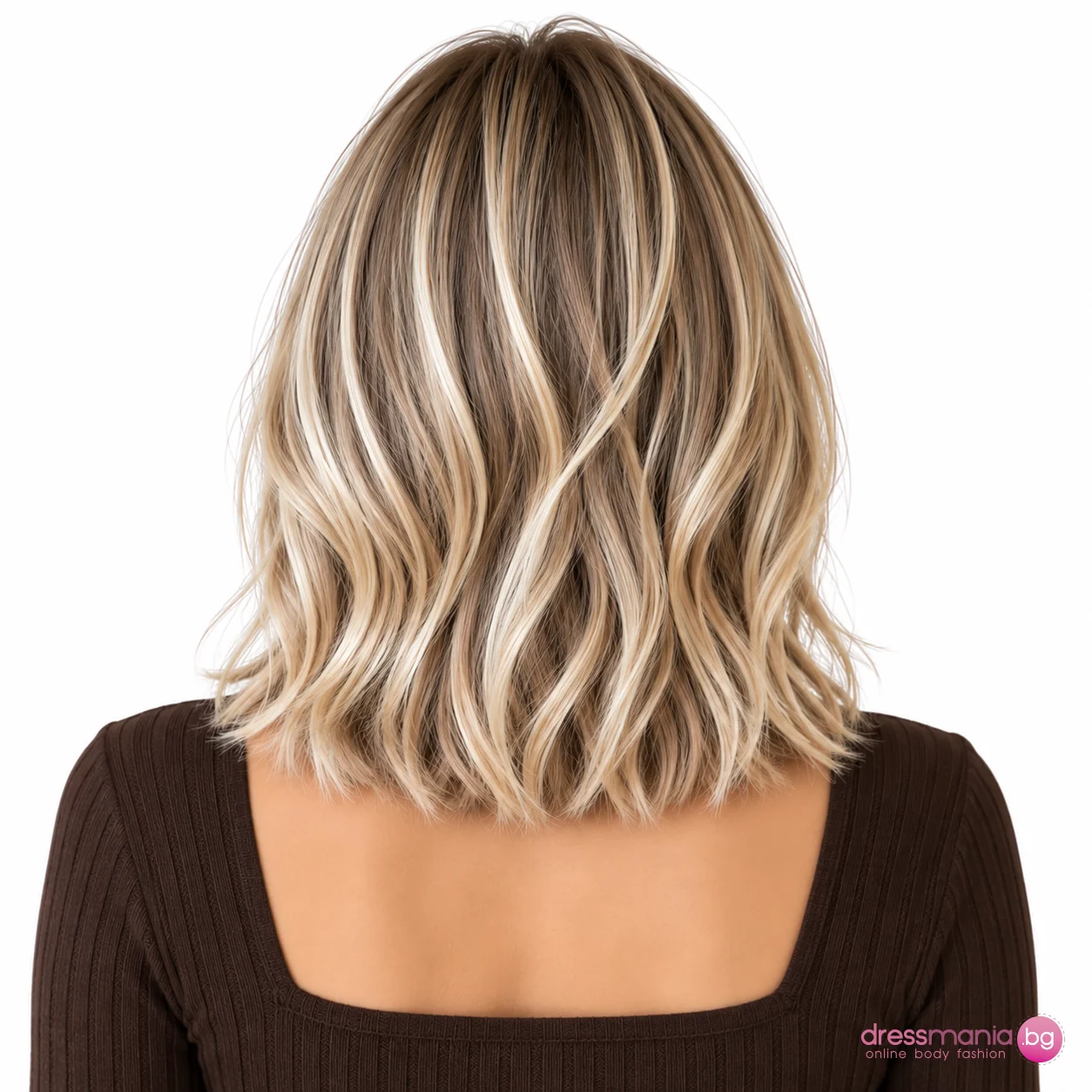 Дамска перука от естествена европейска Remy коса 35 см - Image 4