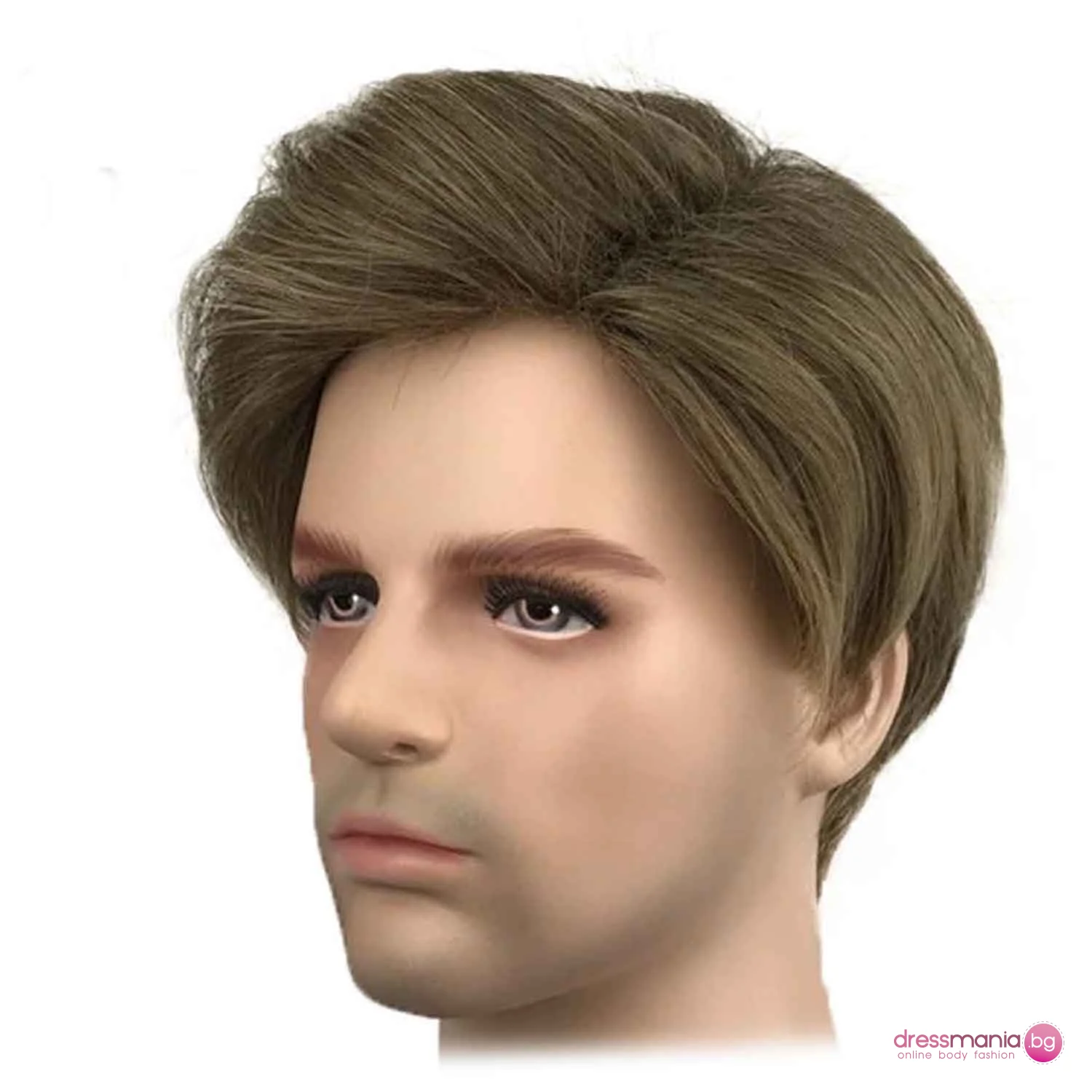 Мъжка перука синтетична в тъмнорус цвят - Image 4