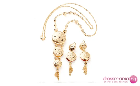 Изискан дамски комплект - позлатен 18K