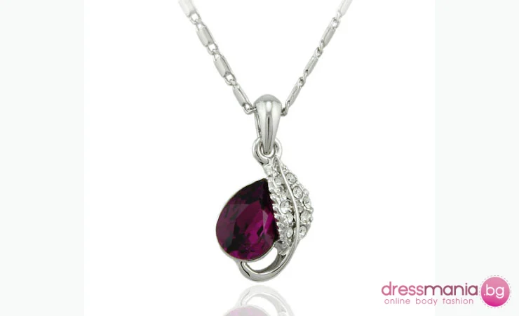 Нежно колие Dekolte със Swarovski лилав кристал