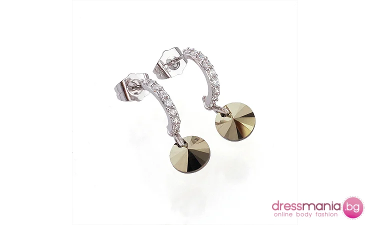 Нежни обици с цветни кристали Swarovski