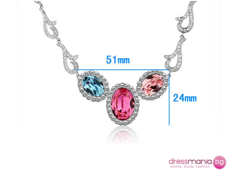Колие със Swarovski елемент сапфир