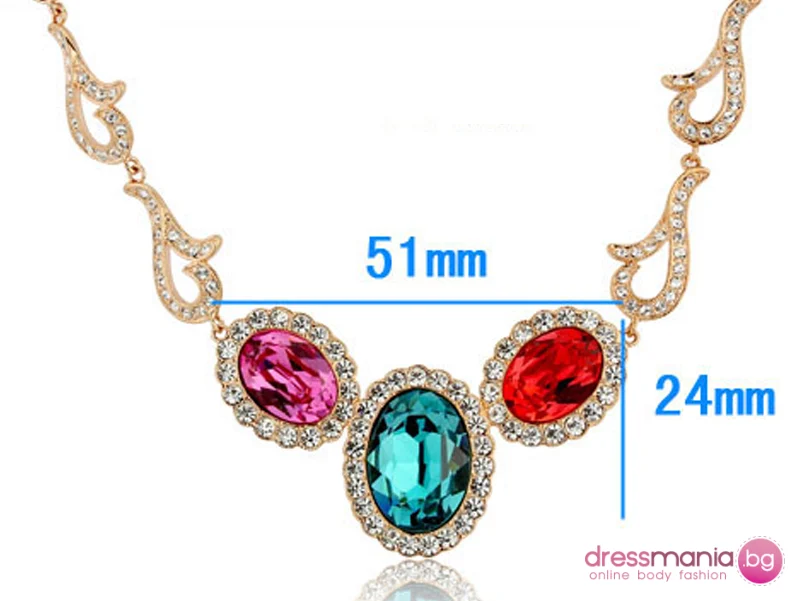 Луксозно колие Swarovski многоцветни сапфири